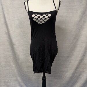 Black Mesh Cutout Lingerie Dress